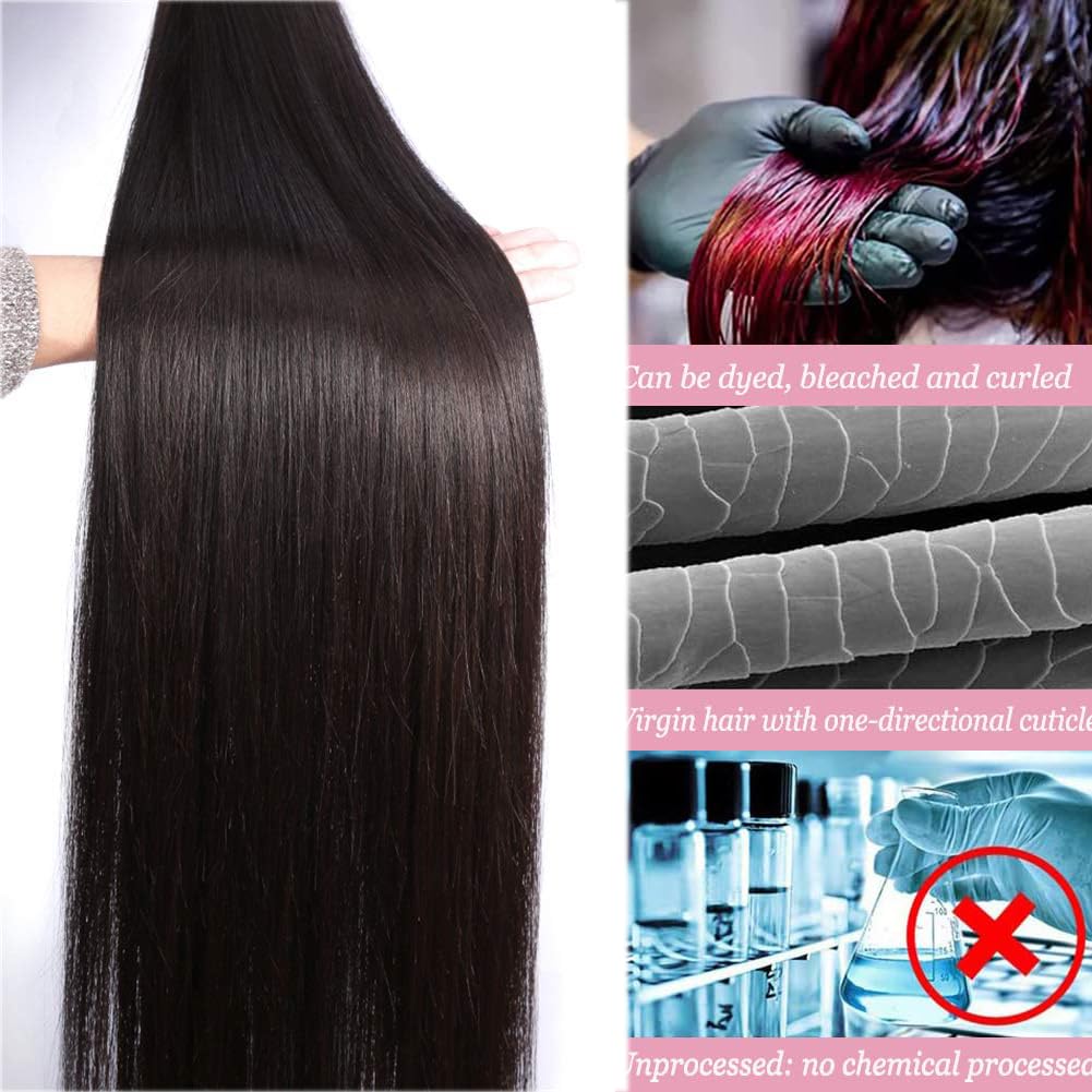 Human Hair Bundles Straight Bundles Human Hair 3 Bundles 100% Unprocessed Brazilia Virgin Hair Straight Bundles Double Weft Weave Human Hair Bundles Human Hair Deals Natural Black(12 14 16 Inch)