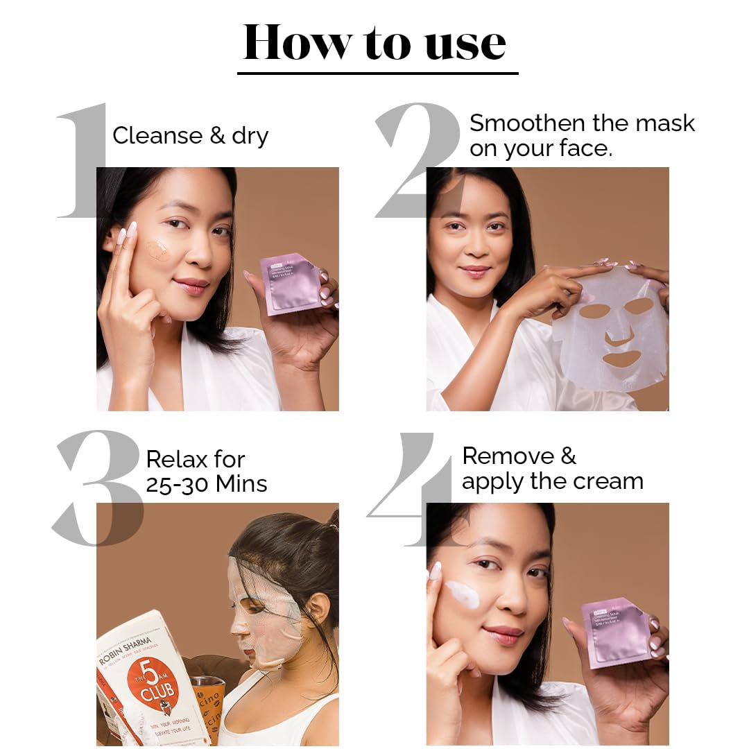 LuxaDerme Purify & Protect 3 Step Tune-Up Kit - Cleansing Scrub, Bio Cellulose Sheet Mask, Booster Cream (Pack of 5)