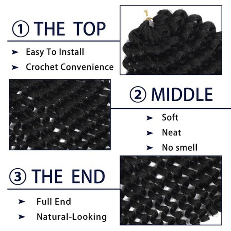 Jamaican Bounce Crochet Hair - 12 Inch Ringlet Twist Extensions with Jamaican Bounce (5 PCS, 1B)