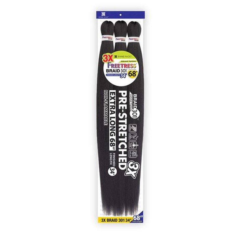 Freetress Braids Natural Texture Braids 3X Pre-Stretched Braid 301 34 inches (3-pack, 4)