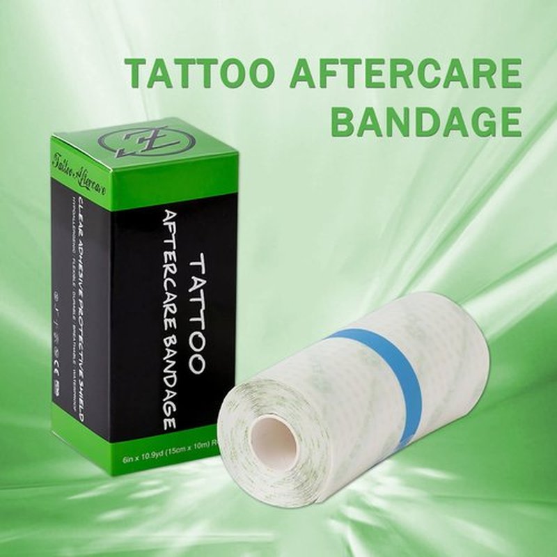 EZ Tattoo Aftercare Waterproof Bandage Derm Film Roll 6 Inch x 10.9 Yard Transparent Adhesive Wraps Protect and Heal Dressing Tape for Second Skin Protection and Recovery