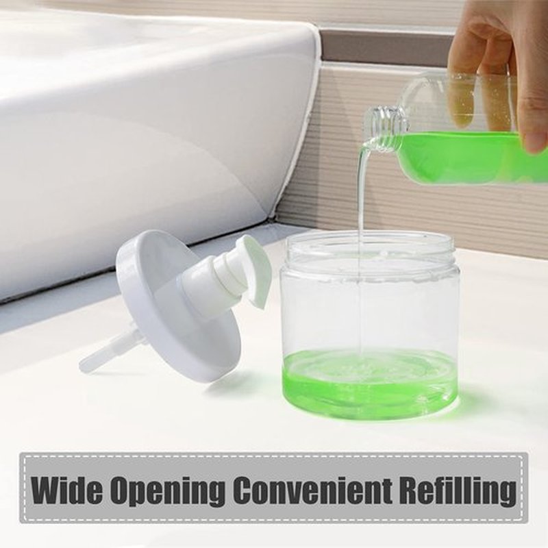Cosywell Pump Bottle Dispenser Plastic Refillable Bottles Wide Mouth Jar Style Empty Bathroom Shower Containers for Lotion Shampoo Conditioner (Clear, 2X 500ml)