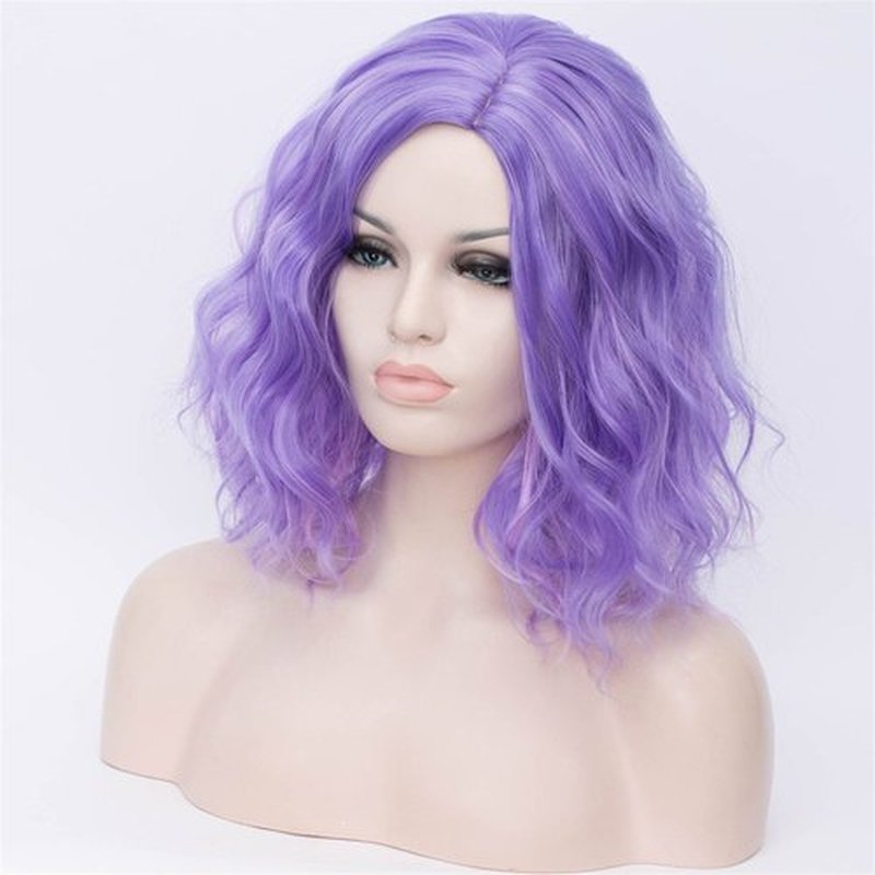 Cying Lin Short Bob Wavy Curly Wig Mixed Purple Wig For Women Cosplay Halloween Wigs Heat Resistant Bob Party Wig Include Wig Cap (Mixed Purple)