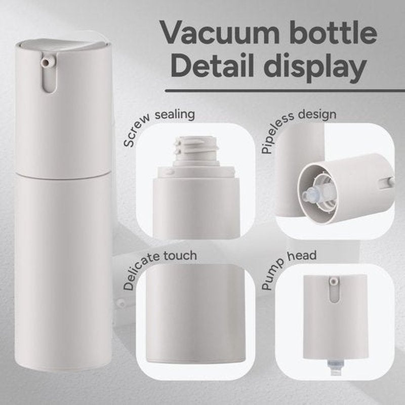 Airless Pump Bottles Travel 1oz: Travel Size Lotion Container - Refillable Dispensers for Moisturizer, Serum (Plastic, Matte Gray, 3Pcs)