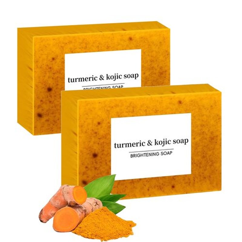 Turmeric Soap Bar - Lemon Turmeric 𝐊𝐨𝐣𝐢𝐜 𝐀𝐜𝐢𝐝 Soap, Natural Organic Turmeric Face & Bath Soap Bar for Face & Body, Deep Cleansing & Smoothing Skin (KLA-2PCS)