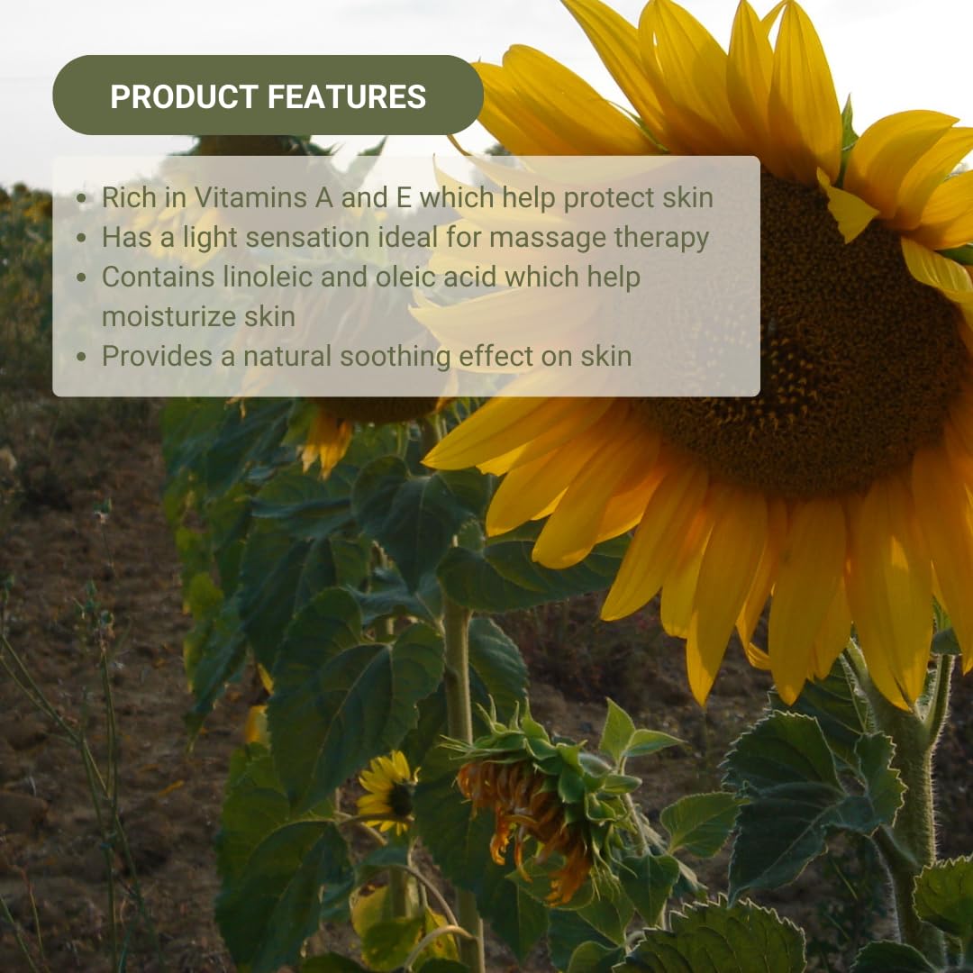 Nature Packaged Sunflower Carrier Oil (4Gal) - Direct from EIR Oils' Farmland in the Sunny Fields of Spain - 100% Pure Carrier Oil for Hair, Face, and Skin