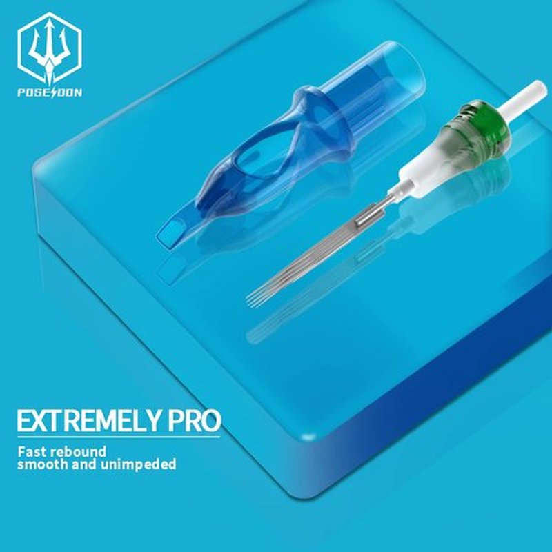 POSEIDON V3 Tattoo Cartridge Needles 50PCS Mixed Size Steriled Needles with Membrane Safety Cartridges-1201RL, 1203RL, 1205RL, 1207RL, 1209RL