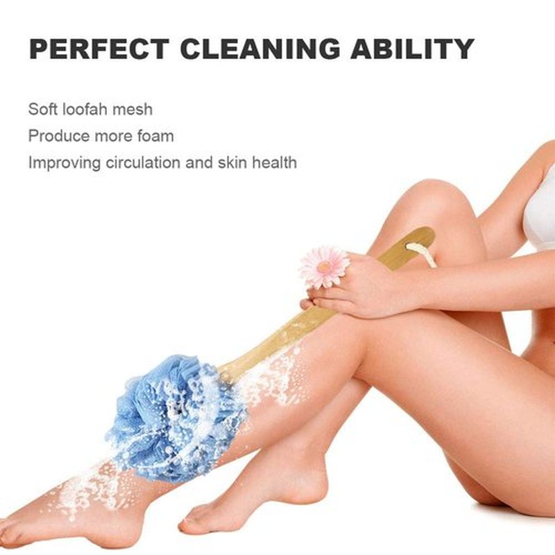 RASDDER Loofah with Handle, Loofah on a Stick, Loofah Sponge with Handle, PE Soft Mesh Luffa, Exfoliating Luffa on a Stick for Men and Women