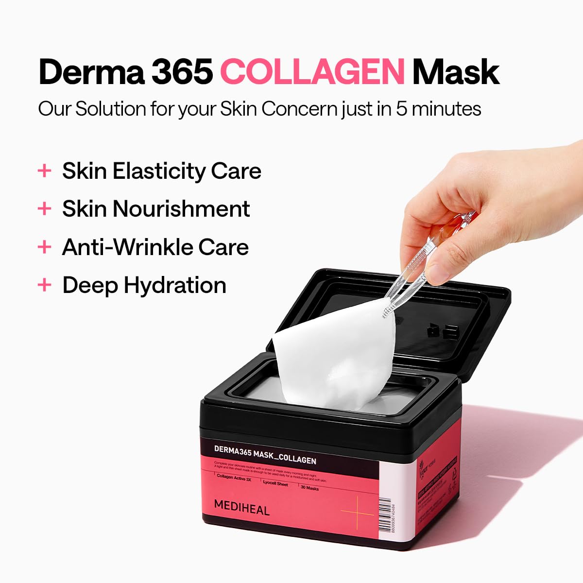 MEDIHEAL Derma 365 Teetree Mask (30 Masks) - Daily Skin Care Mask for Deeply Comforting and Calming Skin with Teatree Active 4X