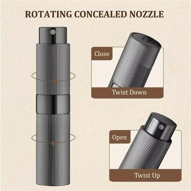 Lisapack 8ml Stripe Perfume Atomizer Spray Bottle, 3pcs Travel Cologne Sprayer Refillable, Empty Mini Portable Perfume Dispenser (Grey, Black, Silver)