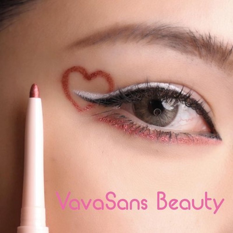 VavaSans Gel Eyeliner Mechanical Pencil White and Pink Dual Ended Two Color Retractable Eye Liner Pigmented Smooth Creamy Textured Waterproof Smudge Proof Long Lasting Makeup