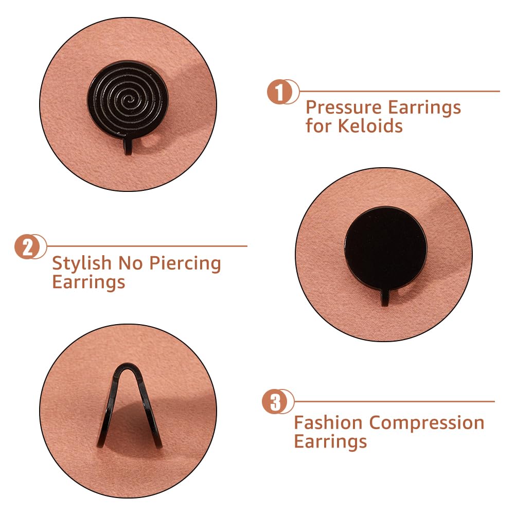 UNICRAFTALE 4 Pairs 11mm Pressure Earrings for Keloids 4 Colors Stainless Steel Punk Clip On Earrings Spiral Compression Earring Lightweight No Piercing Earring Birthday Gift for Woman