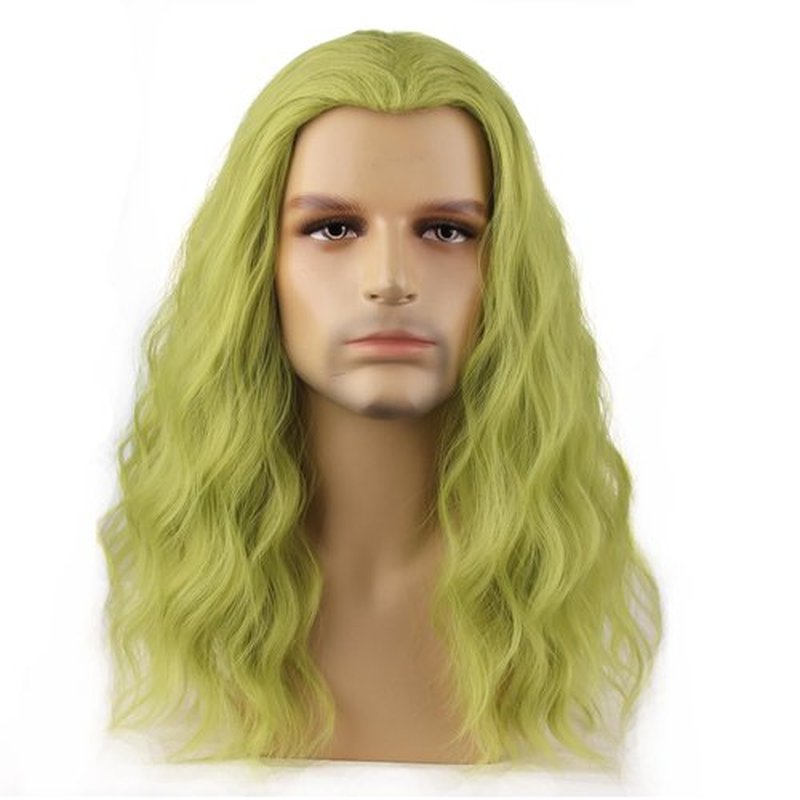 MAGQOO Matcha Green Wigs for Men Long Curly Wavy Green Wig Synthetic Heat Resistant Cosplay Costume Halloween Party