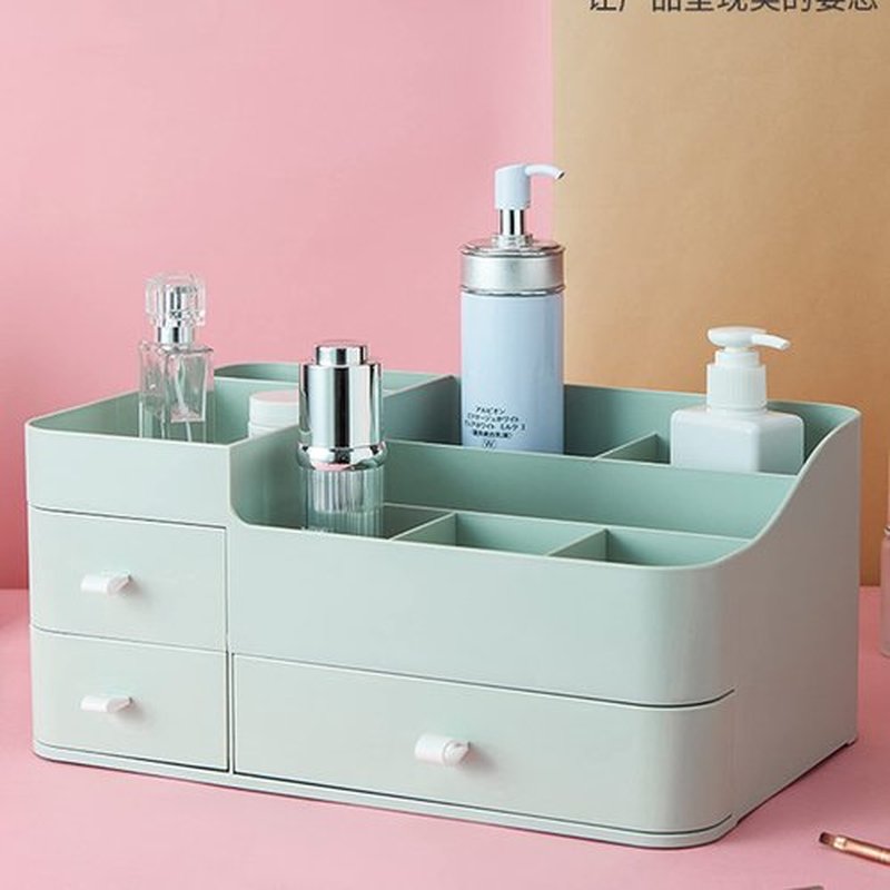 POFUOT skin care organizer,Makeup Desk Organizer With Drawers,Countertop Organizer for Cosmetics,Vanity brush with Holder for Lipstick, Brushes, Eyeshadow, and Desktop (A-Large-greener)…