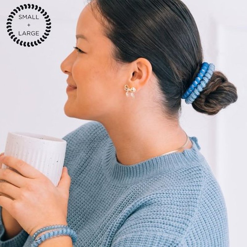 TELETIES - Mixed Spiral Hair Coils - Holiday Collection - Ponytail Holder Hair Ties for Women - Phone Cord Hair Ties - Strong Grip, No Rip, Water Resistant, No Crease - Mixed 5 pack - Mazel!