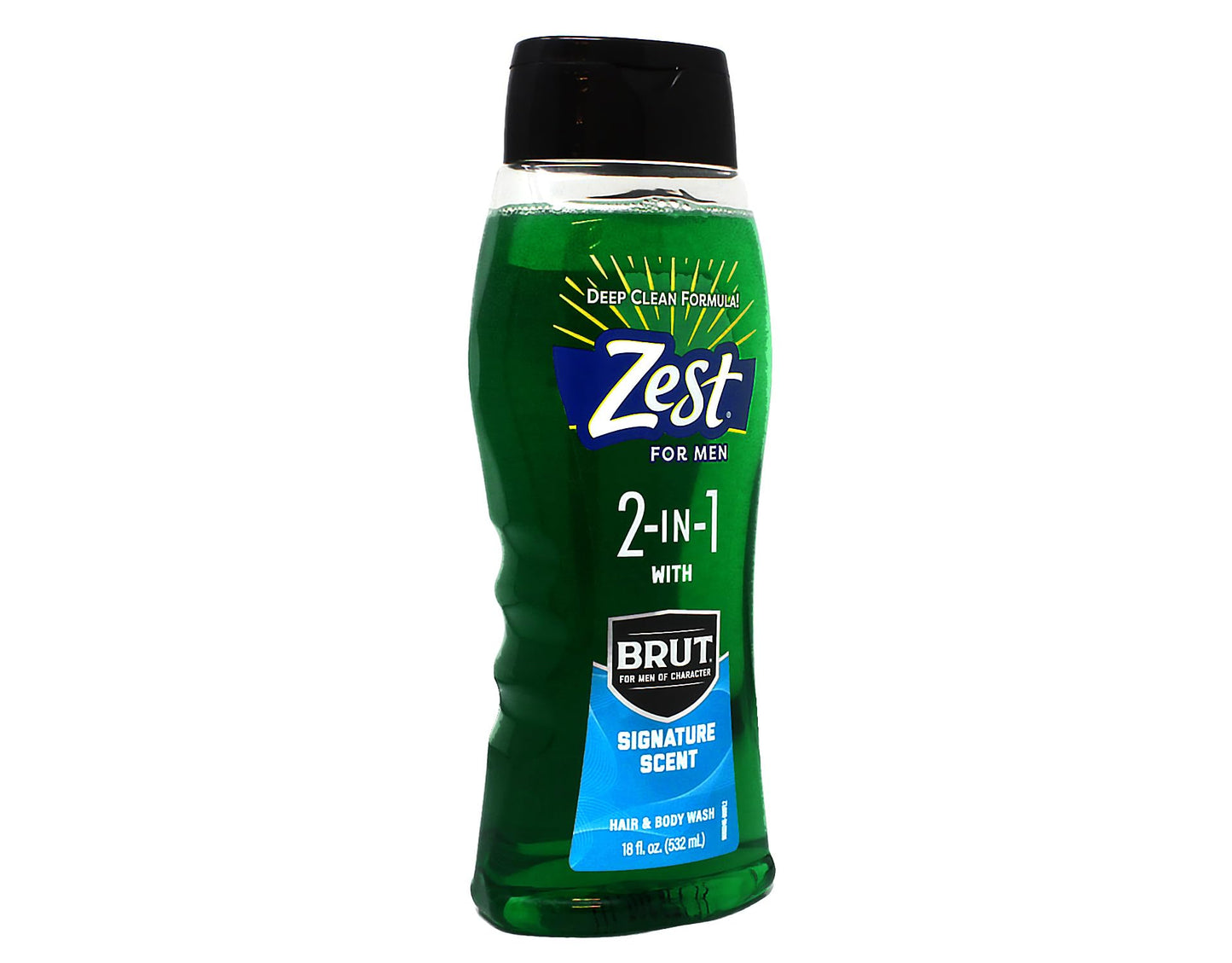 Zest 2-in-1 Hair & Body Wash for Men with BRUT Signature Scent, Deep Clean Formula, 18 fl oz (Pack of 6)