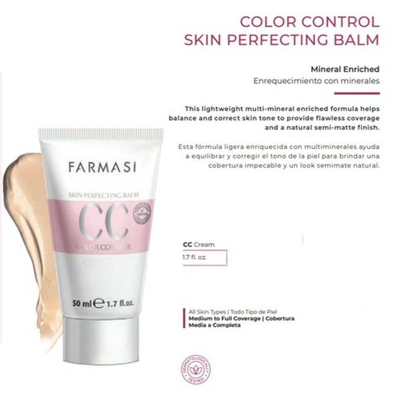 FARMASi Makeup CC Cream 1,7 Fl Oz (Light), Pure, Natural and Flawless Finish, Medium to Full Coverage, All-Day Hold, All Skin Types, Zen Mascara Extension Lash 0.27 fl.oz