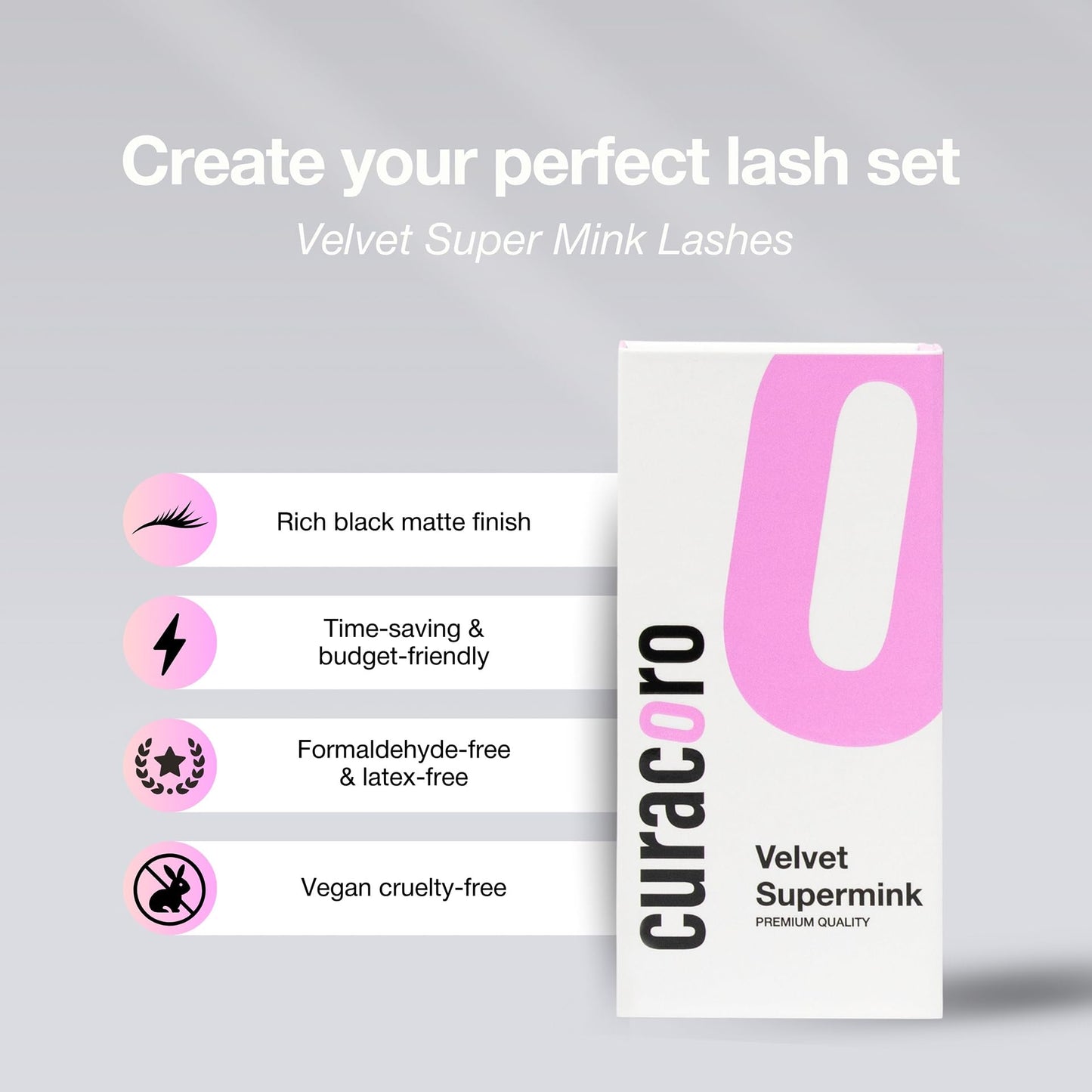 Curacoro Super Mink Lashes Extensions 0.12 CC Curl 15mm
