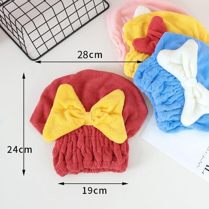 Probablei New Super Absorbent Hair Towel Wrap for Wet Hair,Microfiber Hair Drying Caps,Efficient Hair Towel,Absorbent Hair Towel Wrap with Bow,Fast Drying Cap for Curly Long Thick Hair (2pcs-4)
