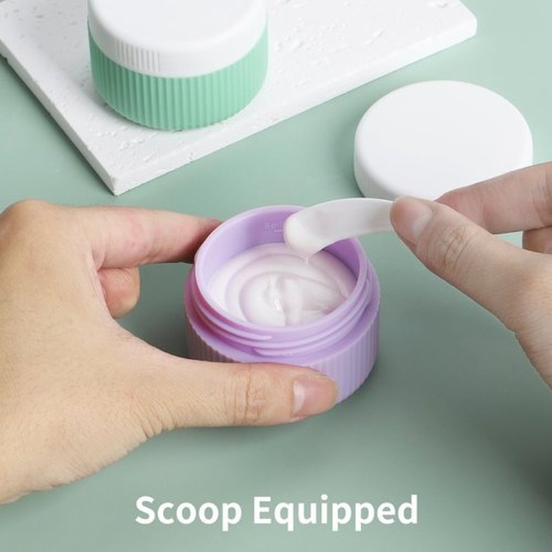 ME.FAN Travel Containers for Toiletries, TSA Approved 1.5 oz Silicone Cream Jars, Leak-proof Travel Size Containers, Travel Accessories with Lid for Cosmetic Face Hand 4 Pack White Lid - Bright