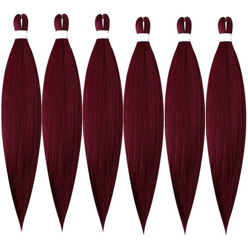 BALINGHAIR Pre-Stretched Braiding Hair Extensions Burgundy Red High Temperature Braids Hair 28 Inch(A19-6Packs)