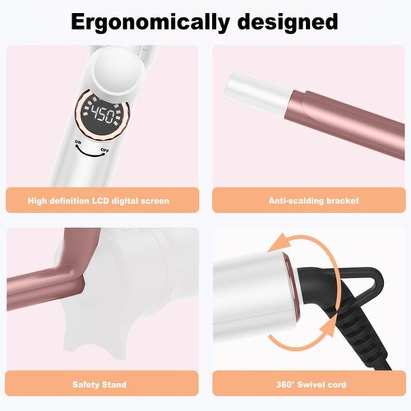 1/2 Inch Curling Iron,Curling Wand for Long Hair,5 Adjustable Temp LCD Digital Control,13 mm Thin Long Barrel Curling Iron Double Voltage 110-240V