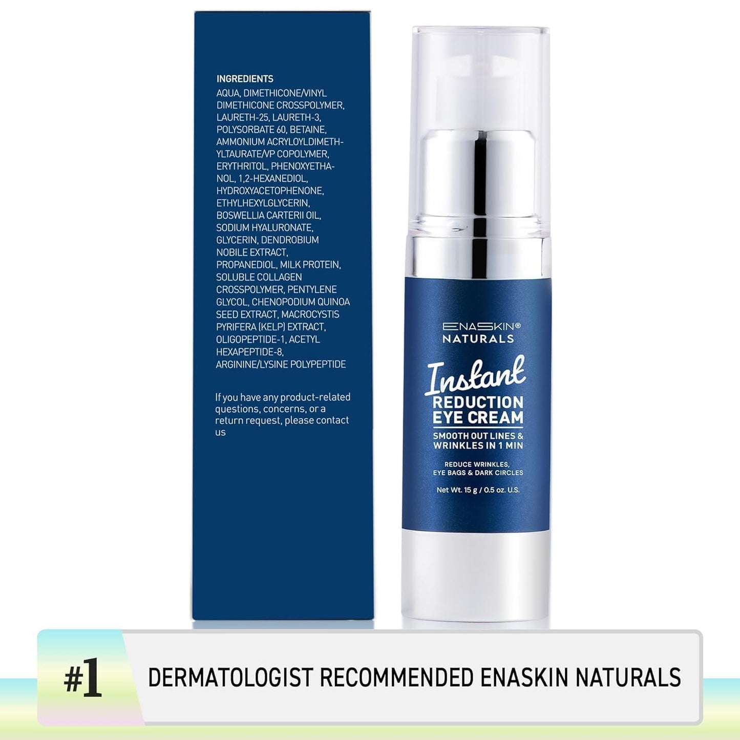 Enaskin Naturals Instant Eye & Face Lift Cream - Rapid Tightener and Wrinkle Filler for Deep Wrinkles - Under-Eye Bags & Puffiness Remover - Temporary Face Firming for Women & Men in 60s - 2.0 oz
