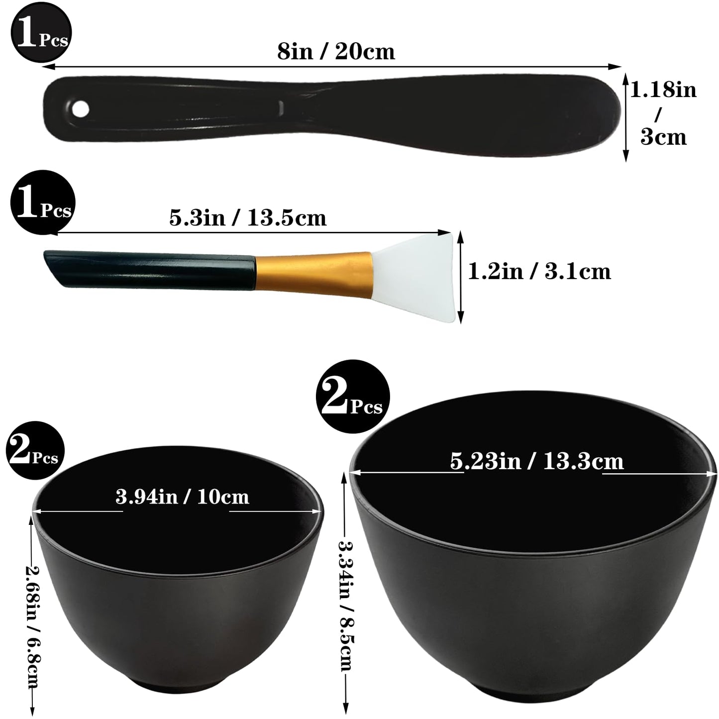 Bigwinyep 4Pcs Silicone Mixing Bowl DIY Hair Color Mixing Bowls for Home Salon Spa Face Skin Applicator Bowl, Black