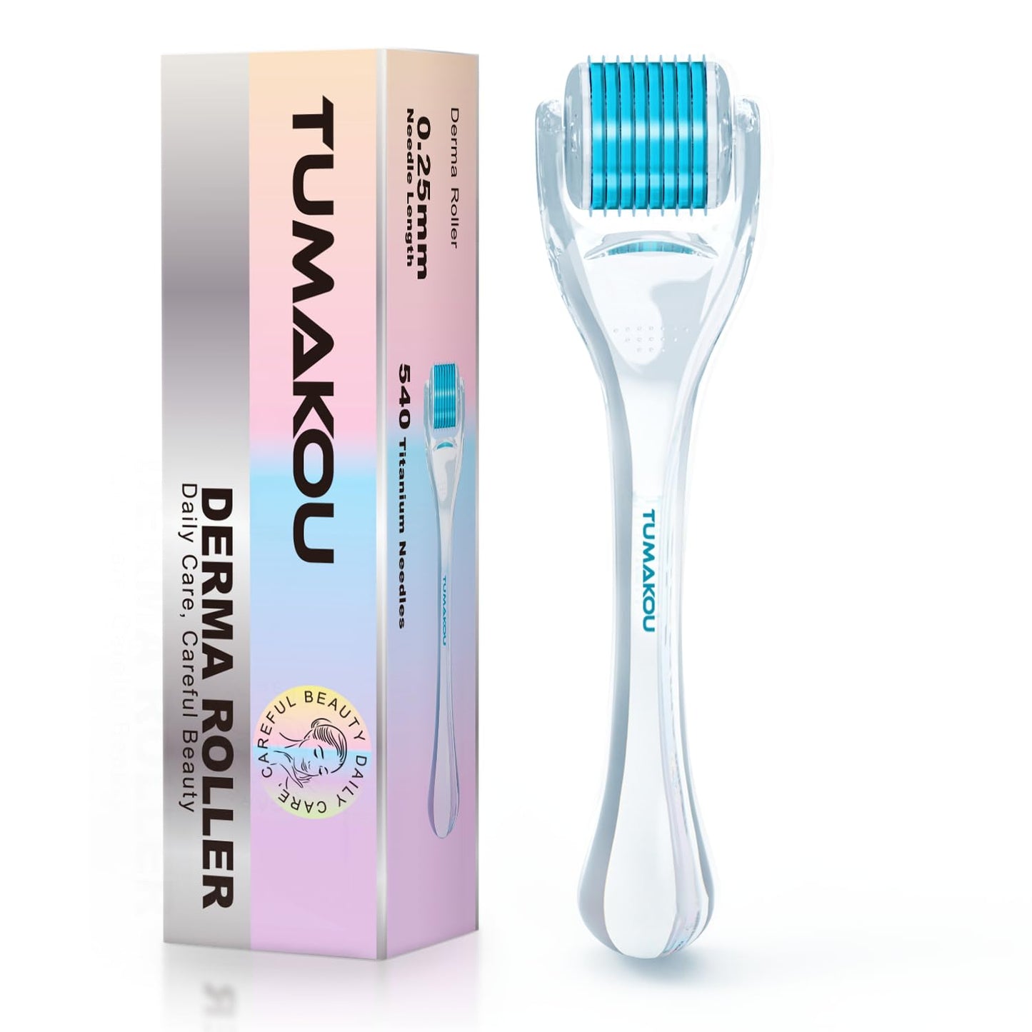 Derma Roller - TUMAKOU Microneedling Microneedle Roller for Face Scalp Hair - Beard Micro Needling Derma Roller at Home for Women and Men (White)