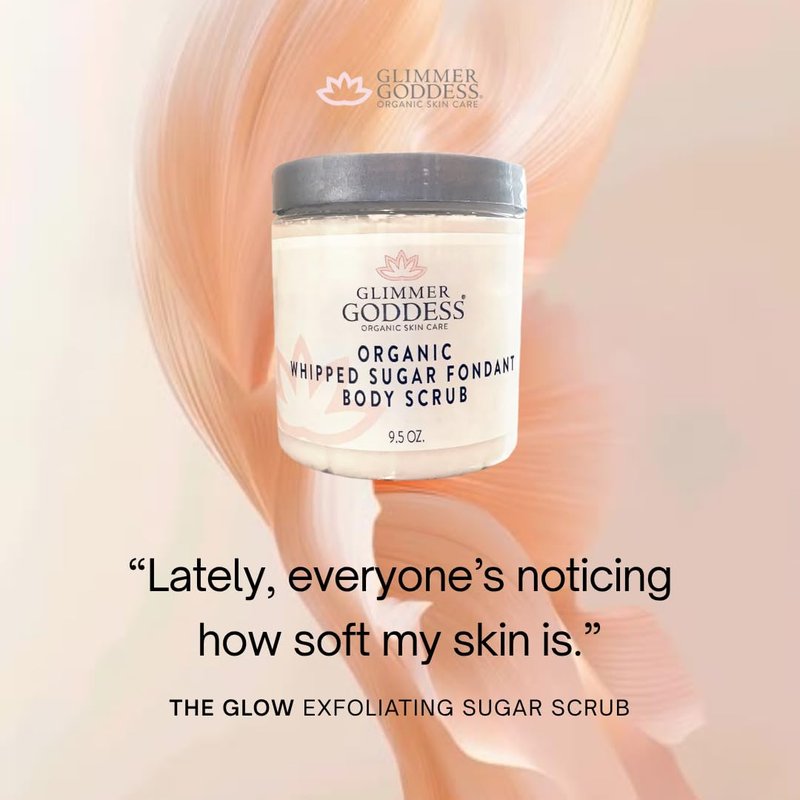 Organic Whipped Sugar Body Scrub - Unscented Moisturizer for Soft Skin | 9.5 oz Hydrating Exfoliant