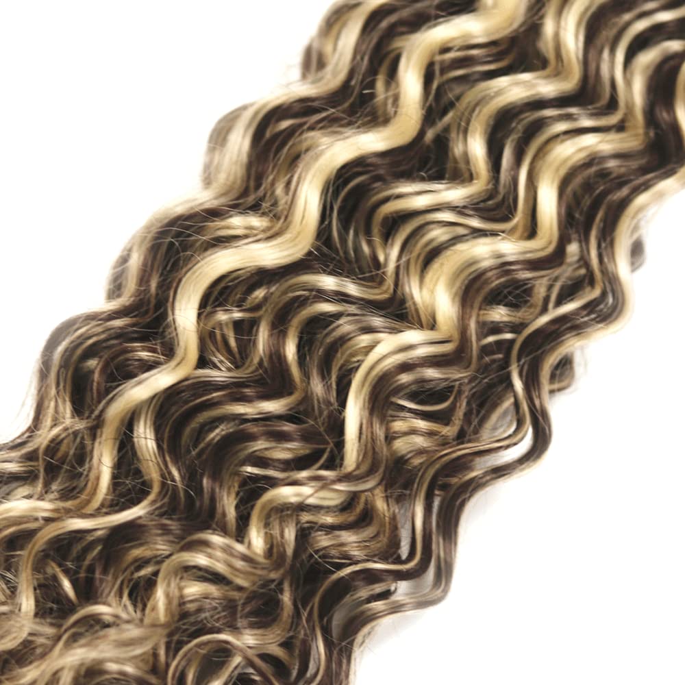 Highlight Bundles Ombre Human Hair Bundles Brown Kinky Curly Human Hair Bundles 20 22 24 inch P4/613 Human Hair Bundles Blonde Bundles Two Tone Brown Mix Blonde Bundle