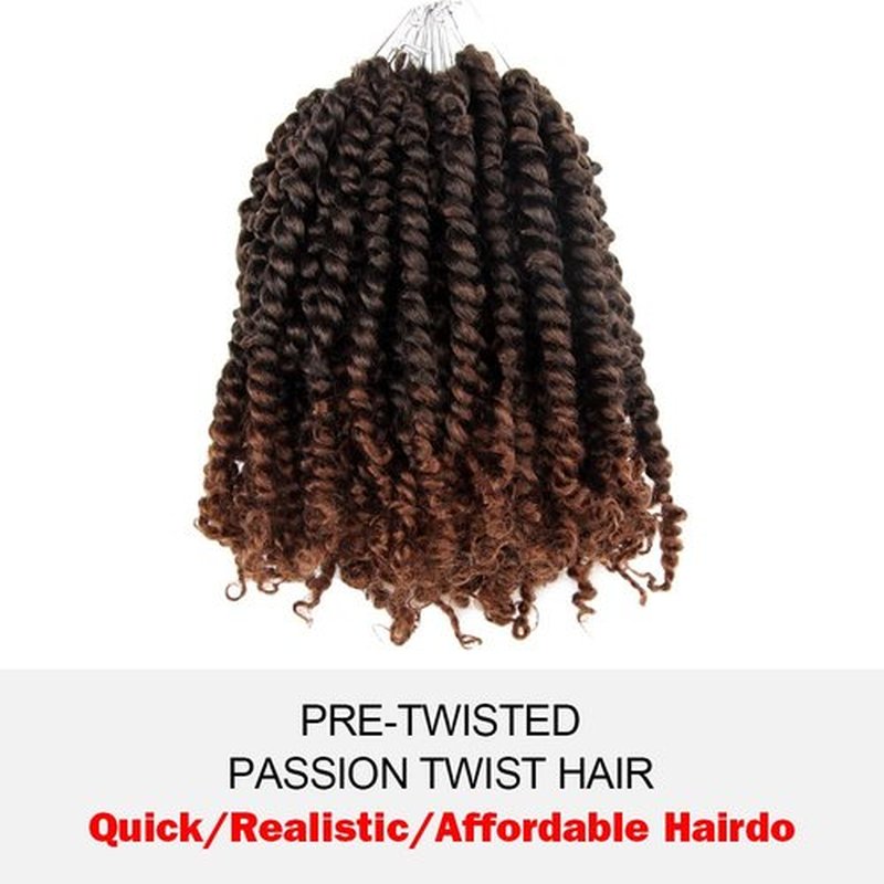 WUDAS Short Passion Twist Hair 6 Inch Pre-twisted Passion Twists Crochet Hair Ombre Light Brown Pre-looped Synthetic Crochet Braids (7 Packs,T30)