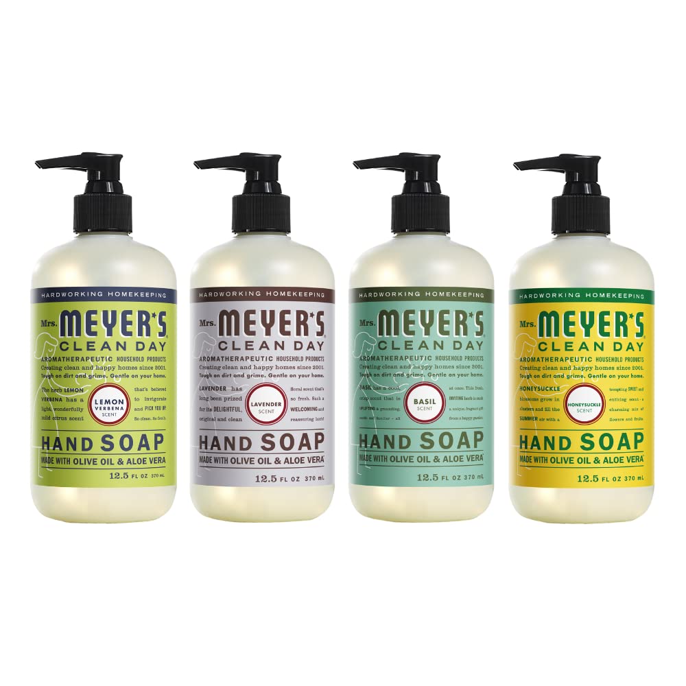 Mrs. MEYER'S CLEAN DAY Hand Soap Bundle (Lemon Verbena + Lavender + Basil + Honeysuckle)