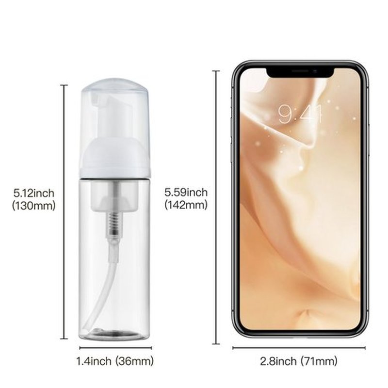 Tekson Soap Foam Bottle (60ml, 2 fl oz), Empty Travel Foaming Lash Shampoo for Cleanser, Dispenser (Clear, Pink, Purple)