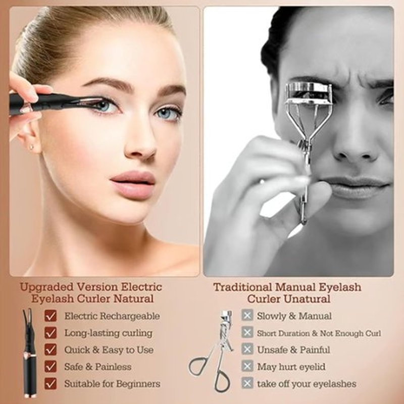 Heated Eyelash Curler, 2024 Mini Electric Eyelash Curler, Portable USB Eye Lash Electric Eyelash Curler, Eyelash Styling Tool Beauty Makeup Tools for Women Girls(White)