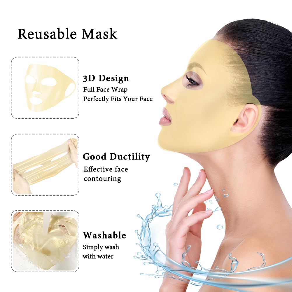 my novel things Face Ice Pack and 2 Packs Silicone Face Mask Cover, Full Facial Frozen Masks Hot Cold Face Compress Reusable Skin Care Gift for Women Puffiness Swelling Relief Beauty Spa Essentials