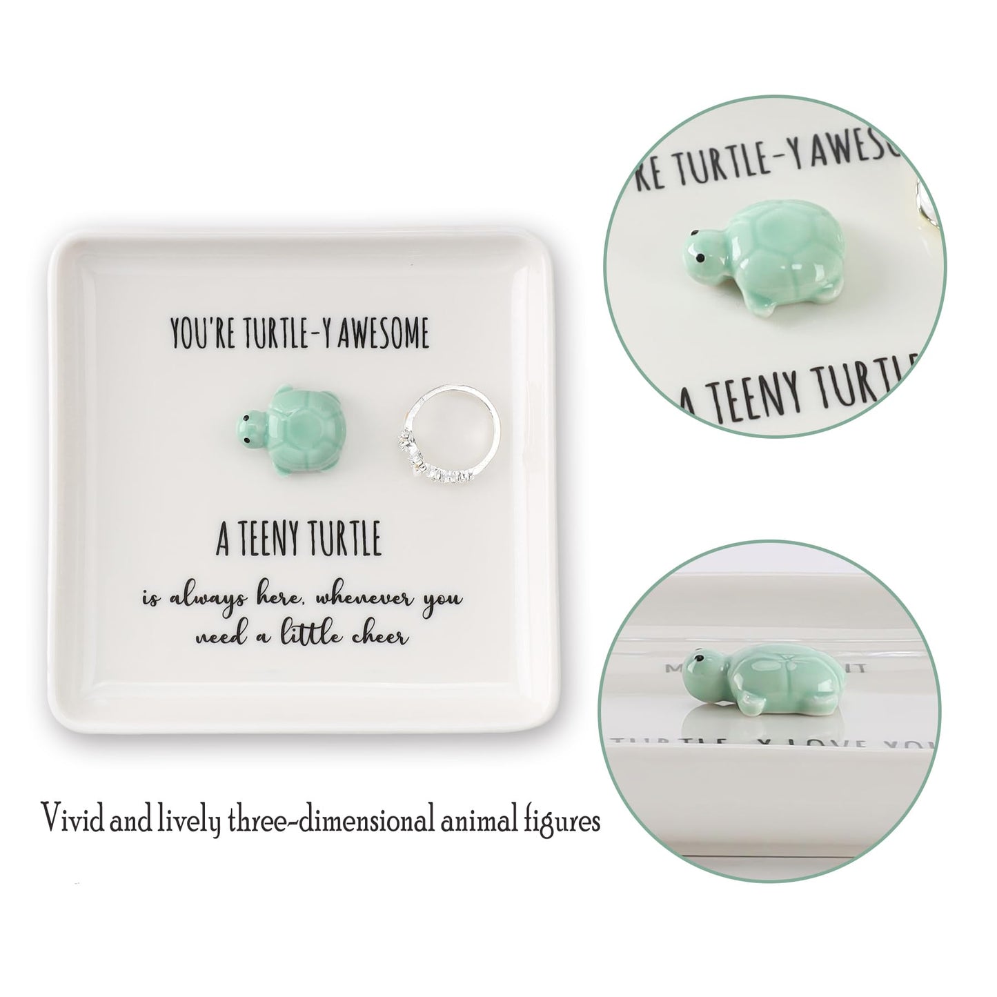 HOME SMILE Turtle Ring Dish Tray- Birthday Gifts for Women Friends Mothers Day Graduation Teacher Appreciation Retirement Christmas,You're Turtley Awesome