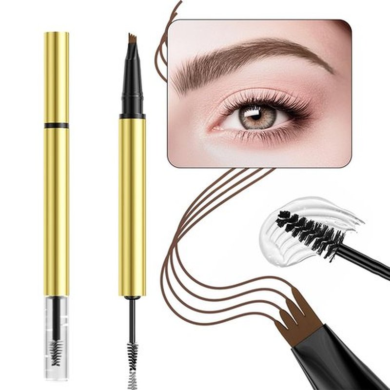 3D Magic Microblading Eyebrow Pencil, 2025 New 2-in-1 Eye Brow Pencils for Women 4 Fork Tip Microblading Eyebrow Pen, Last All-Day Tattoo Pencil Makeup Eyebrow Pen (2# Brown)