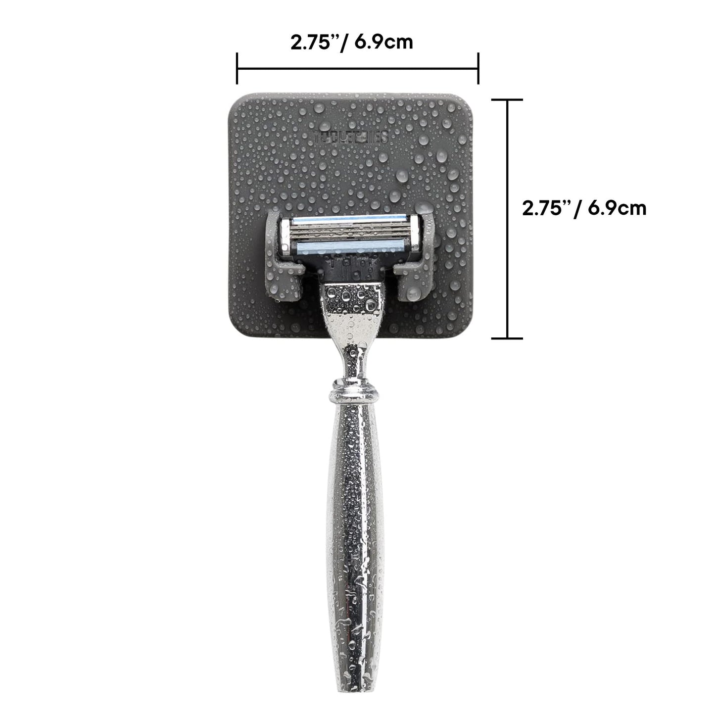 TOOLETRIES The Mason Razor Holder, Silicone Holder for Shower & Bathroom, Wall Mounted Razor Organizer with No-Adhesive Residue, Removable & Reusable - Charcoal