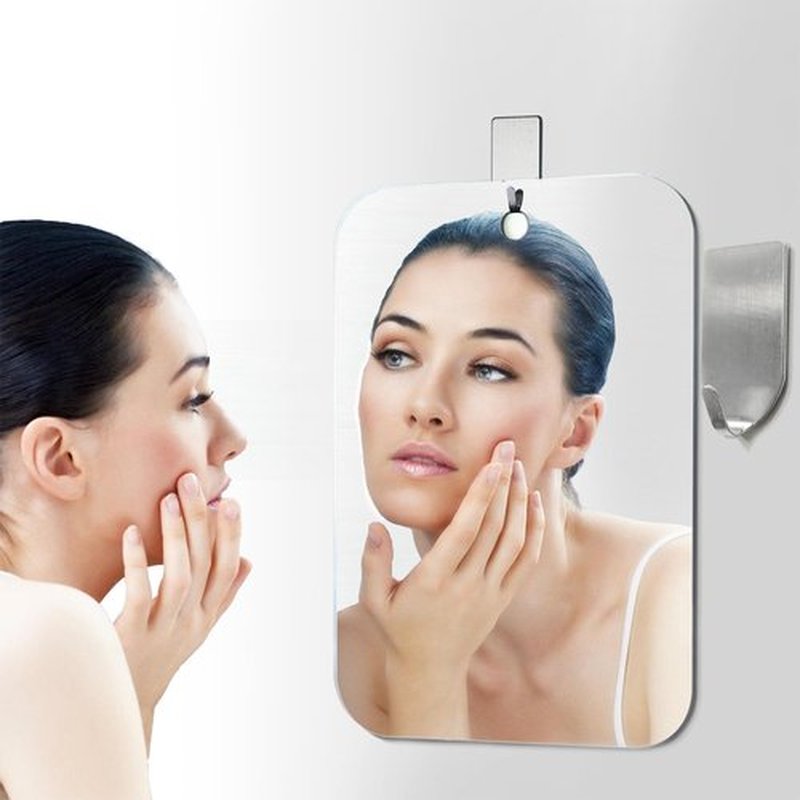 Shower Mirror Fogless for Shaving, Medium 8 x 5.5 in Mirror for Wall Hanging, Frameless Portable Travel Camping Mirrors Shatterproof Handheld Locker Shave Mirror Makeup Plastic Anti Fog Free Bathroom