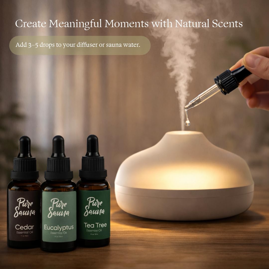 Pure Sauna Eucalyptus Essential Oil - 100% Pure Eucalyptus Globulus for Diffuser, Steam Shower & Sauna - Invigorating Spa Scent (1 fl oz / 30 ml)
