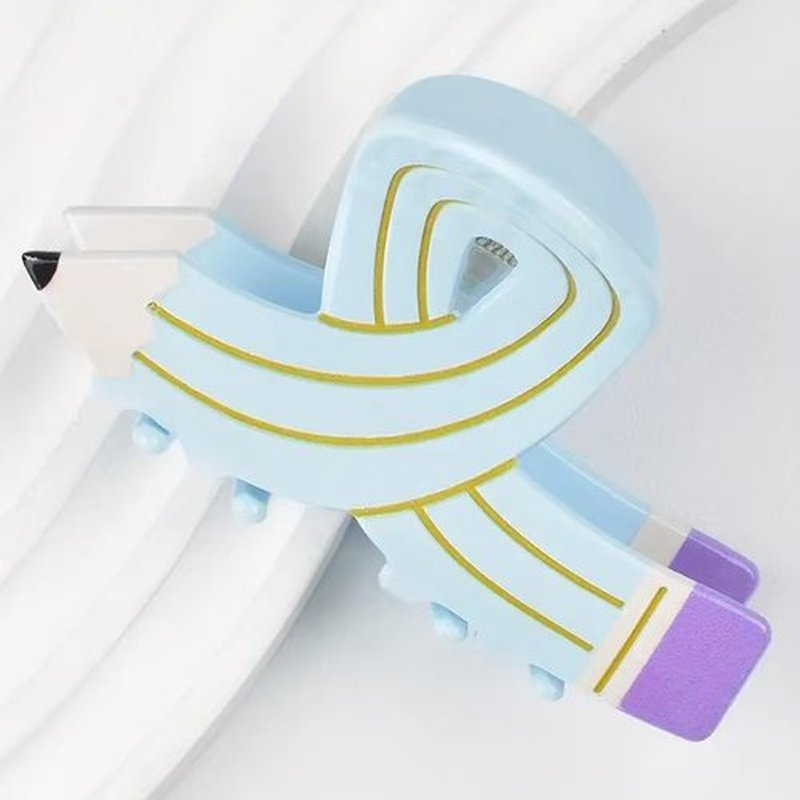 YUEELI Hair Clips for Women and Girls, 3 Pieces Pencil Hair Claw Clips Back To School Hair Clips Funny Hair Jaw Barrettes for Women Thin Thick Curly Hair (Pink Blue Yellow)