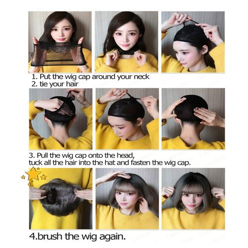 URCGTSA 22 Inches long Hair Wig for Women Black Synthetic Hair Natural Long Straight Wig With Bangs Party Cosplay Wig for Girl (Purple)