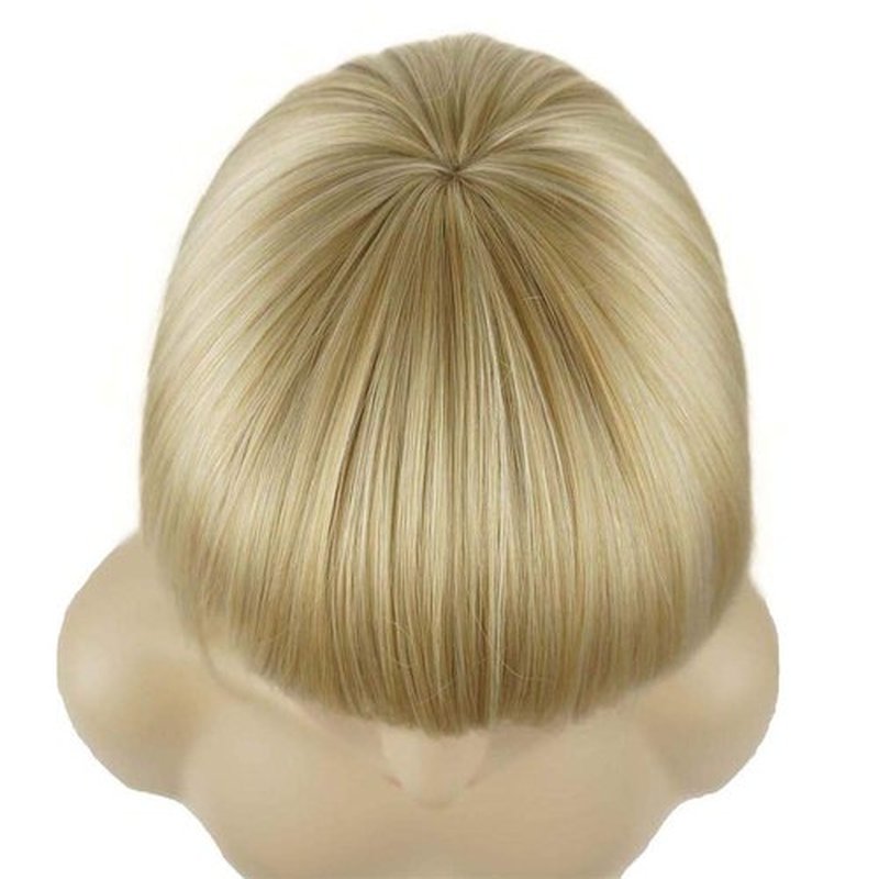 Aimole Short Straight Bob Wig Cute Flat Bangs Synthetic Full Women Wigs (24BT613)