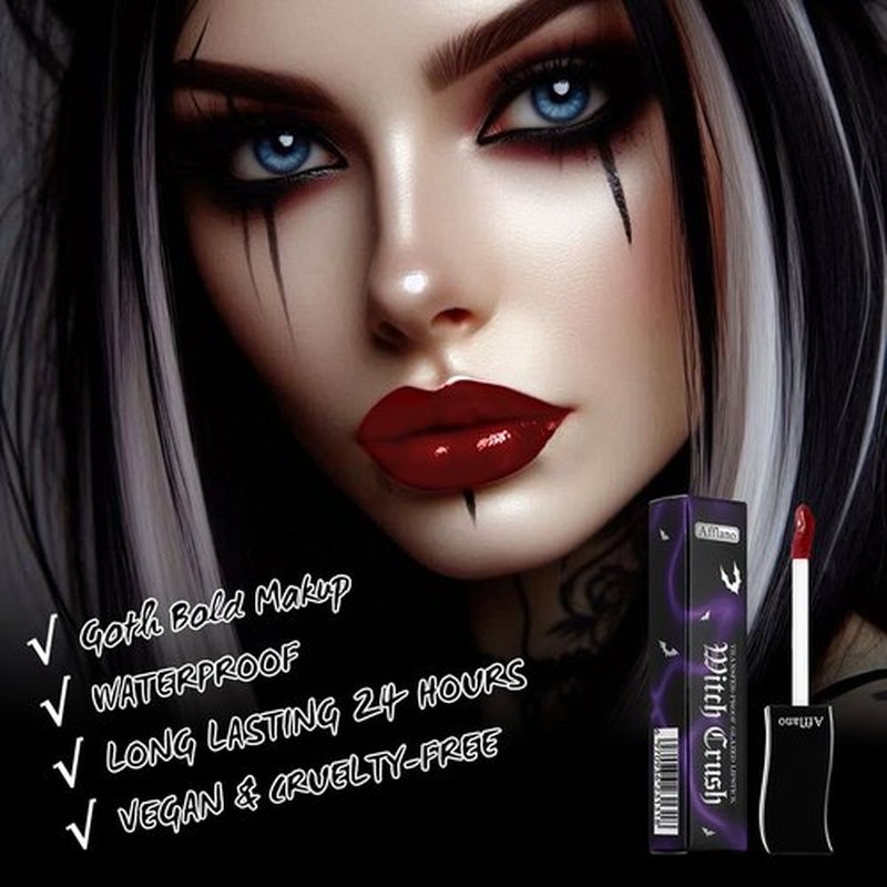 oygcee Gothic Red Lip Gloss - Moisturizing, Long-Lasting, Smudge-Proof & Waterproof | High Pigmented, Vegan, Cruelty-Free, Non-Sticky Glossy Finish for Bold Vampire Looks & Daily Wear