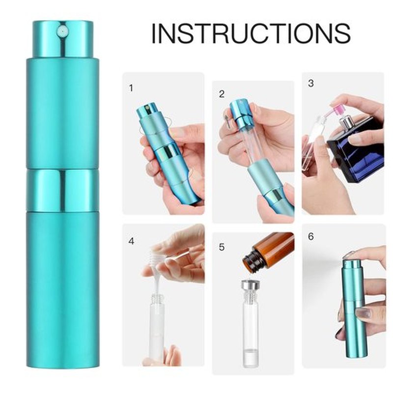 LISAPACK 8ML Atomizer Perfume Spray Bottle for Travel, Empty Refillable Cologne Dispenser, Portable Sprayer (Cyan)