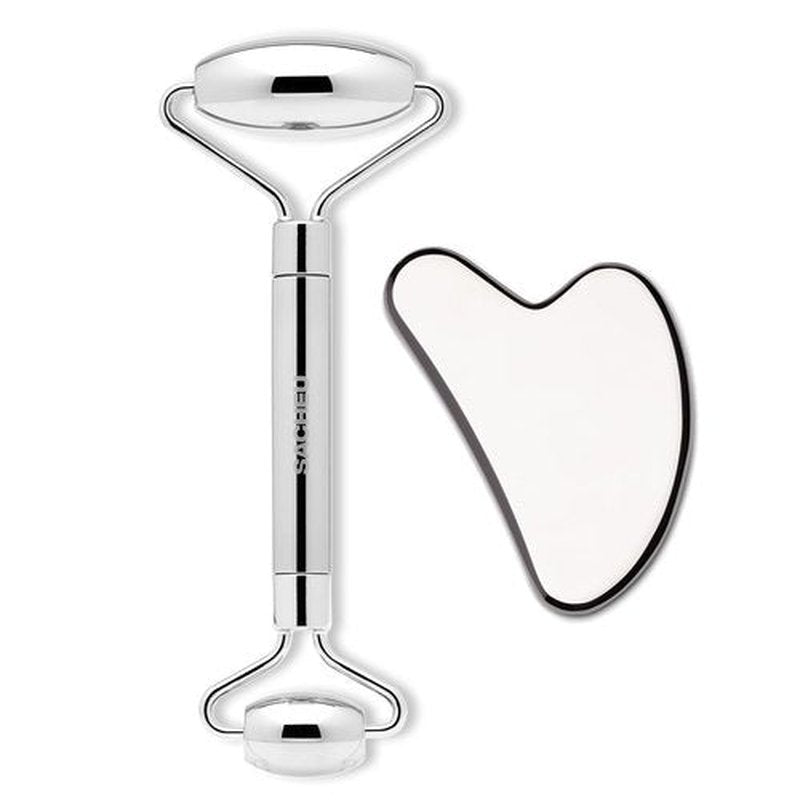 Sacheu Stainless Steel Face Roller and Gua Sha Bundle - Metal Face Roller, Metal Gua Sha, Facial Massage Tools to Reduce Puffiness, Lymphatic Drainage, Facial Tension, Skin Care Face Massagers