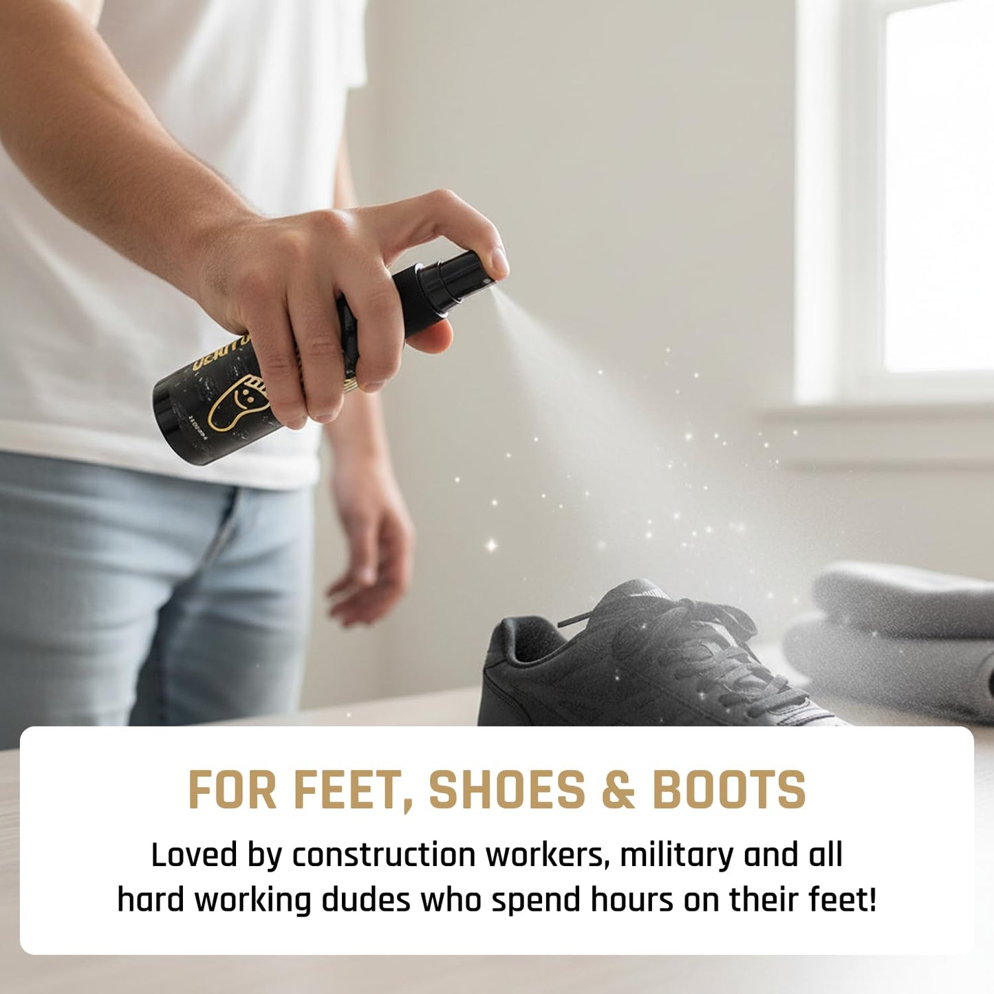 Derm Dude Foot & Shoe Deodorizer Spray | Formulated With All-Natural DeoPlex for Odor Control | Witch Hazel, Aloe Vera, Tea Tree Oil & Peppermint to Freshen Feet & Shoes | Travel Size, Mint Scent 2 oz