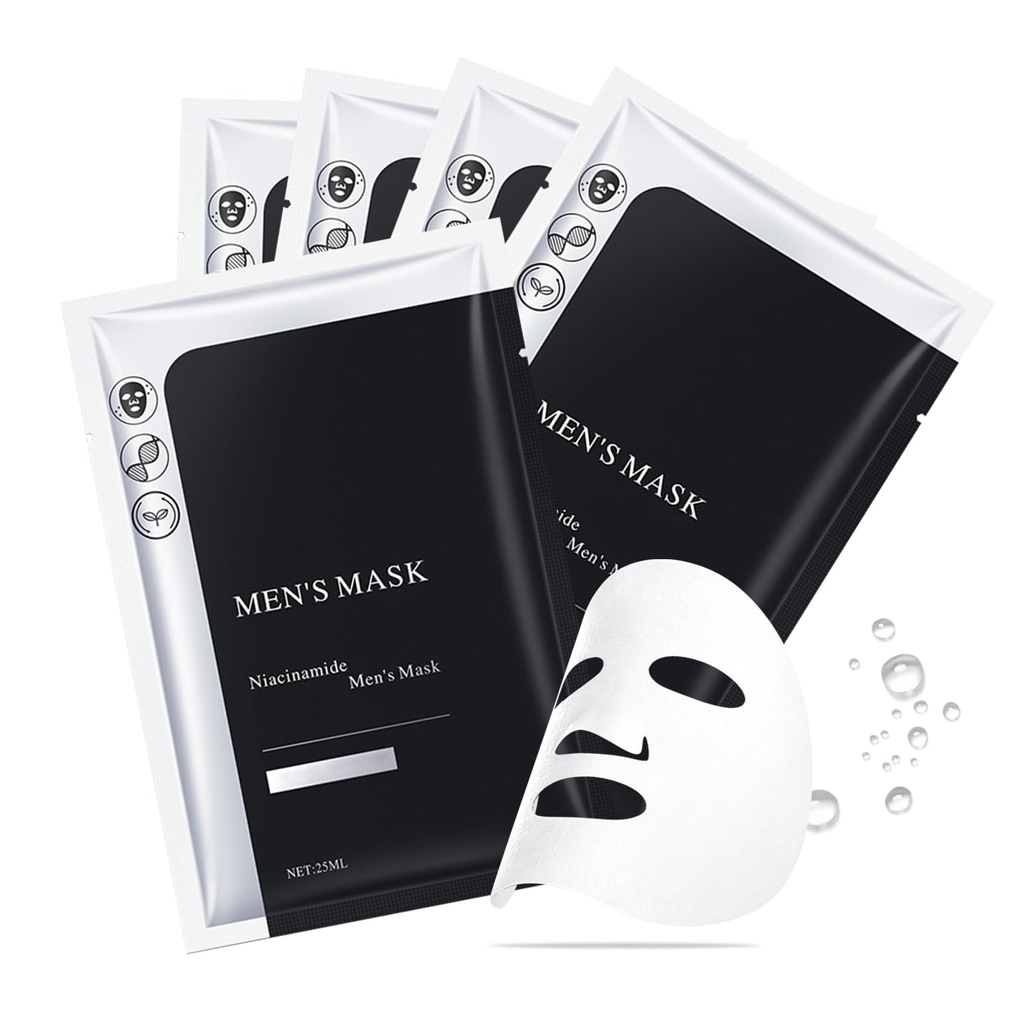 Fusang 5 Pcs Mens Facial Sheet Mask,Hydrating Face Masks Skincare Gift Set for Men,Moisturizing Soothing Facial Masks,Easy to Use & Nourishing Face Mask Skin Care Set D