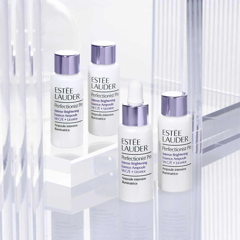 Estée Lauder Perfectionist Pro Treatment Intense Brightening Essence Serum Ampoule with Vitamin C/E + Licorice | Targets Dark Spots, 0.34 Fl Oz (Pack of 4)